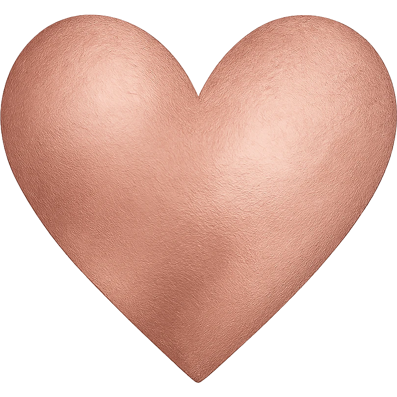 heart with a metallic rose gold texture, digital illustration, no background emoji