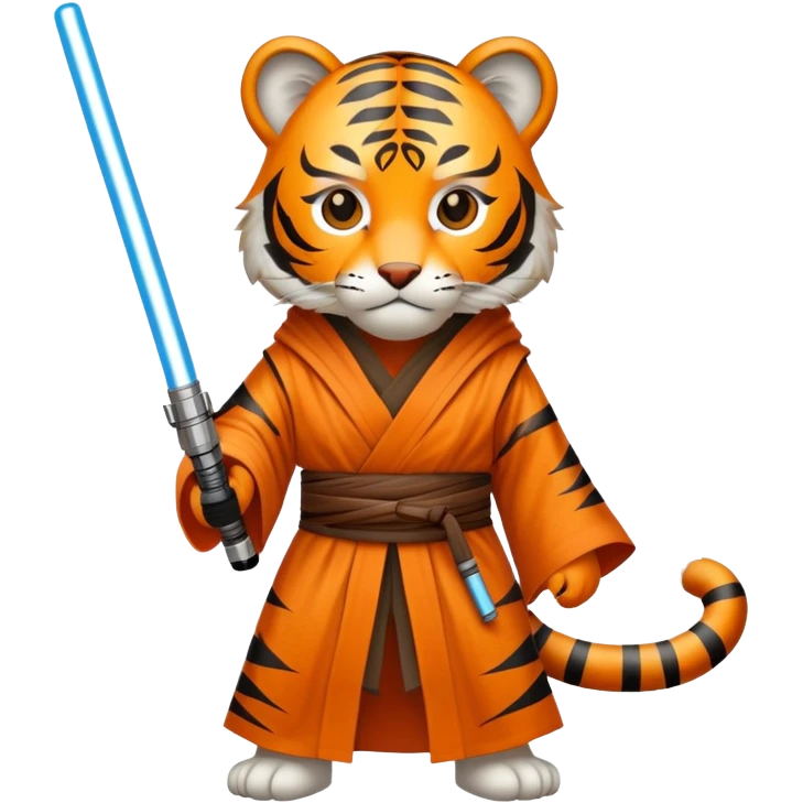Tiger jedi knight with lightsaber emoji