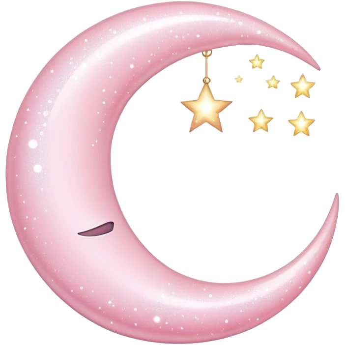 shimmering light pink crescent moon with sparkles emoji