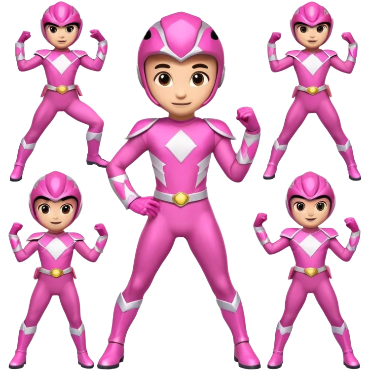 A cute Pink power ranger in different cute poses emoji