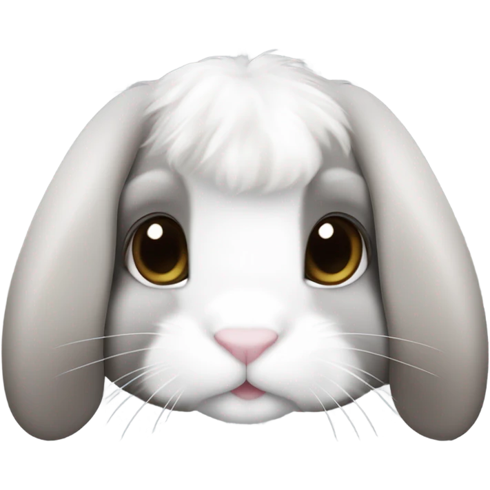 A holland lop bunny with a sable point coloring. White and gray. And spikey hair emoji