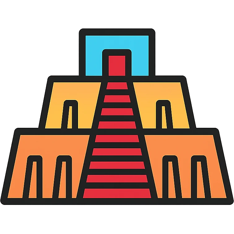 cartoon icon style ziggurat, ancient Mesopotamian stepped pyramid emoji