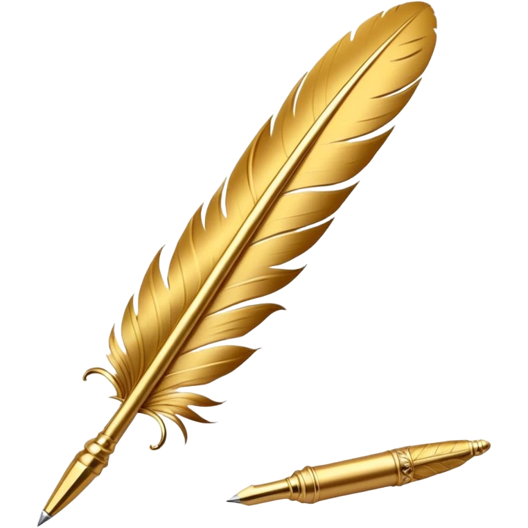 3D perspective academic premium golden ink feather pen emoji