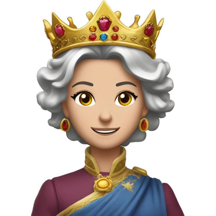 Una leon  fuerte rugiendo ,  alegre y elegante de pcon corona de brillo de Reyna  emoji