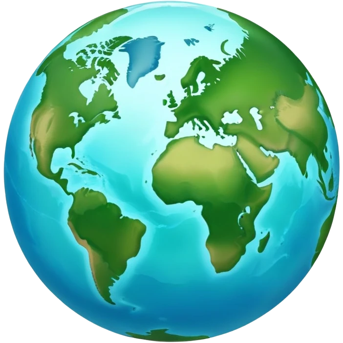 Earth globe with green continents forming a stylized artistic number 812, blue oceans, iOS emoji style, similar to previous design emoji