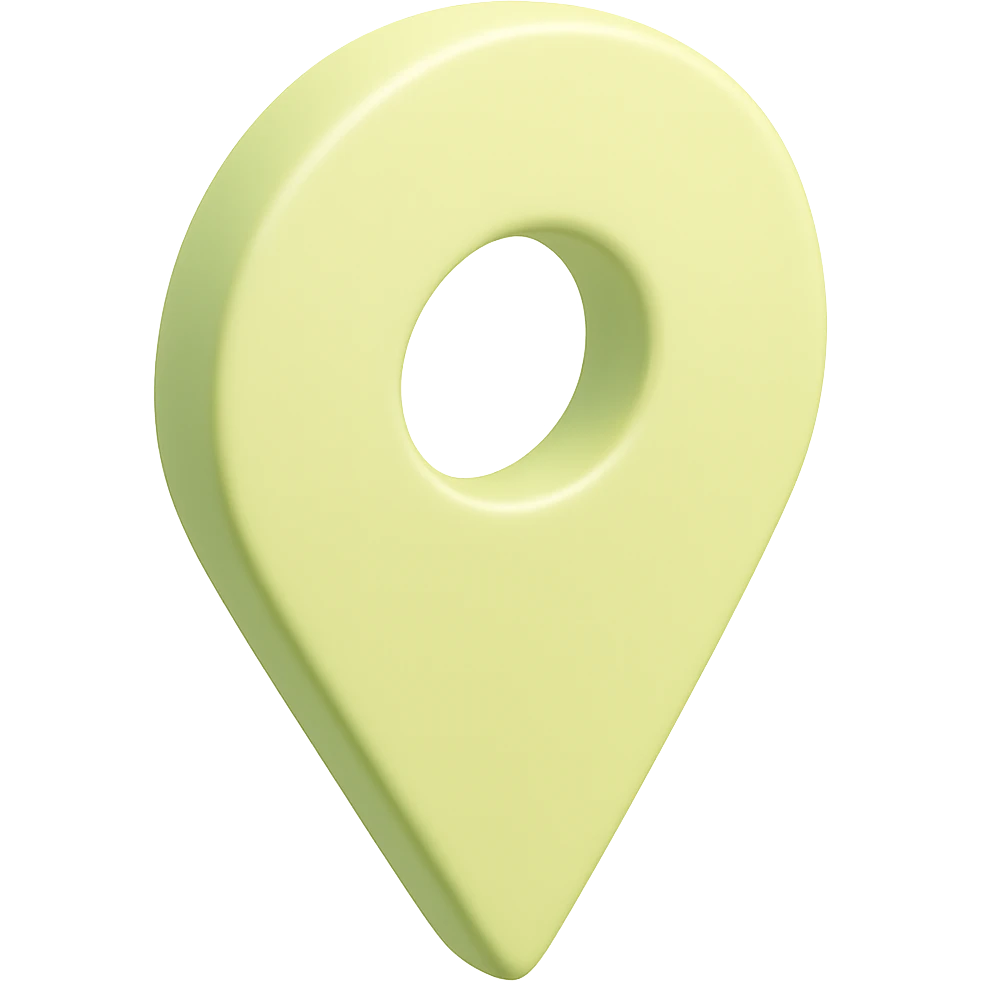 Make the green color a little bit warmer with a more yellowish tone for the location pin with a large hole, keeping the 3D green style and transparent background. emoji