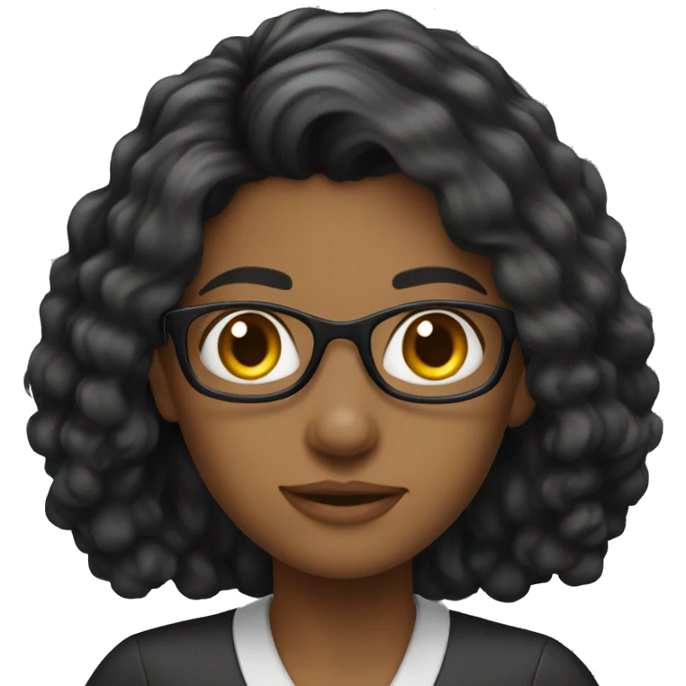 young female teacher black long hair emoji