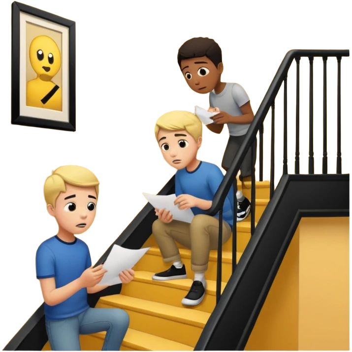 Eli figures out the clues to escape but rex rips the paper because he didn't want them to get out. And they figure out the code because they were being smart and using their brains. It takes place in the Yellow Room, the stairwell. Which gives a nerverackng scared vibe. less cartoon ish emoji