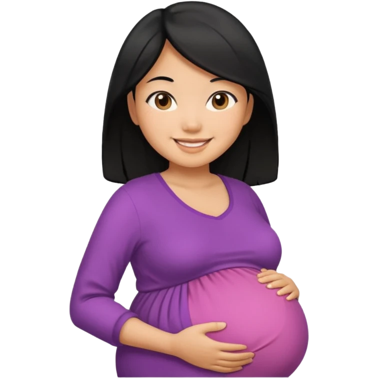 pregnant asian woman with black hair emoji