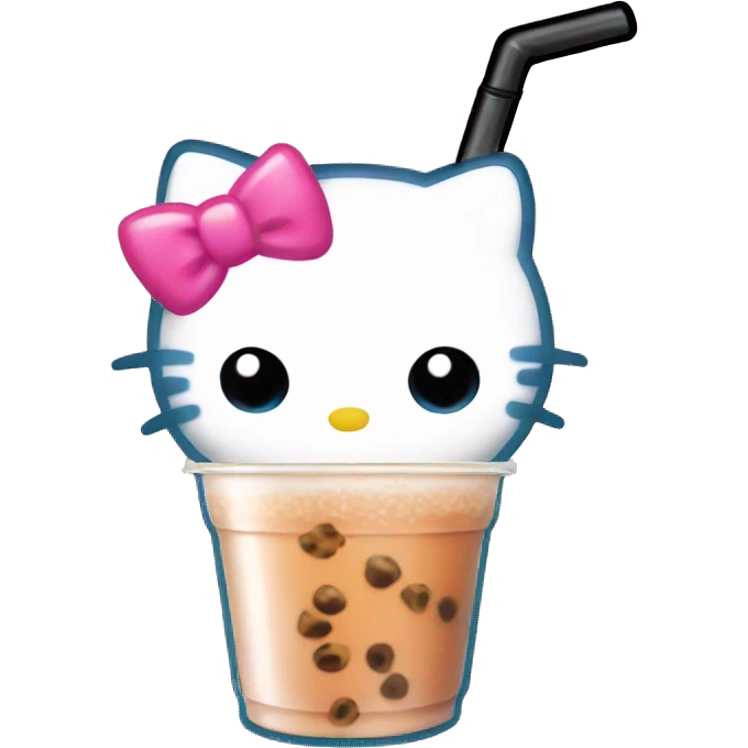 Hello kitty drinking bubble tea  emoji