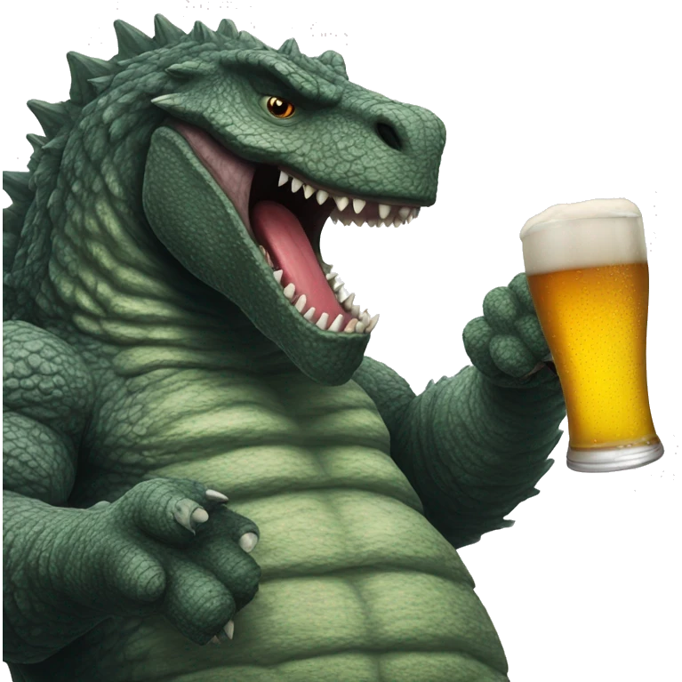 Godzilla drinking beer emoji