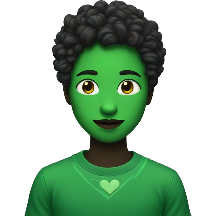 Half black and Green heart emoji