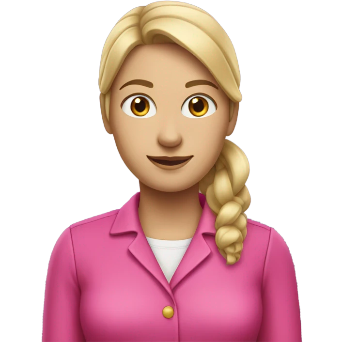 white female employee in intensive pink clothes, only upper-body emoji
