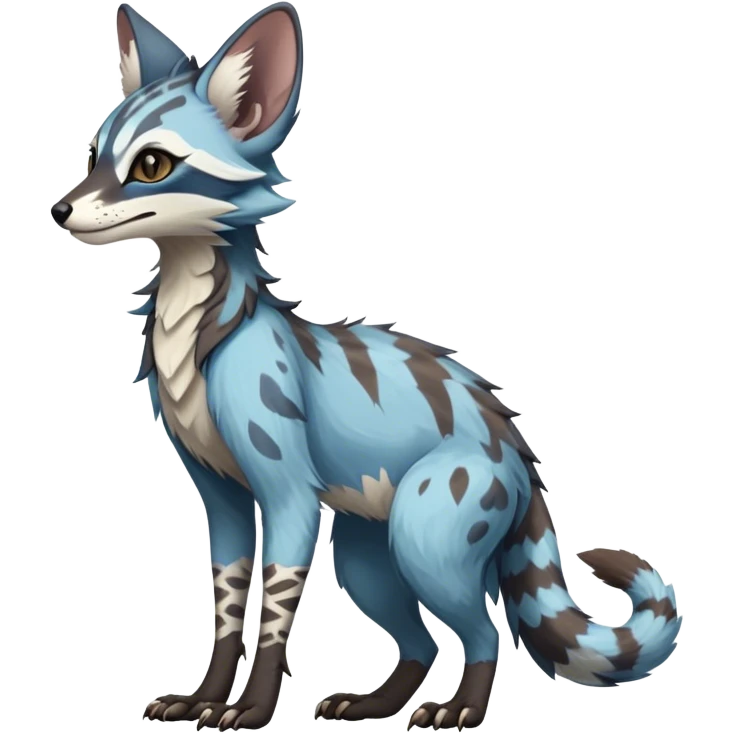 Feral Rare Fantasy dark pastel Vernid-Sergal-Genet-Trico-species by LiLaiRa, random markings, tufted ears, full body emoji