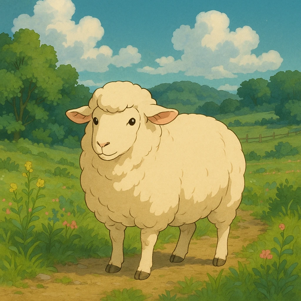 sheep in ghibli style emoji