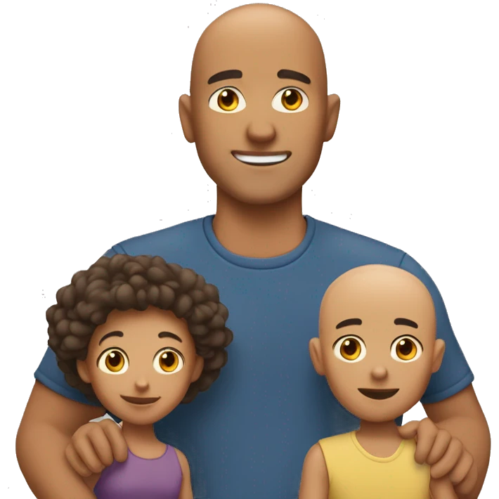 family of 4 tan skin: bald dad emoji