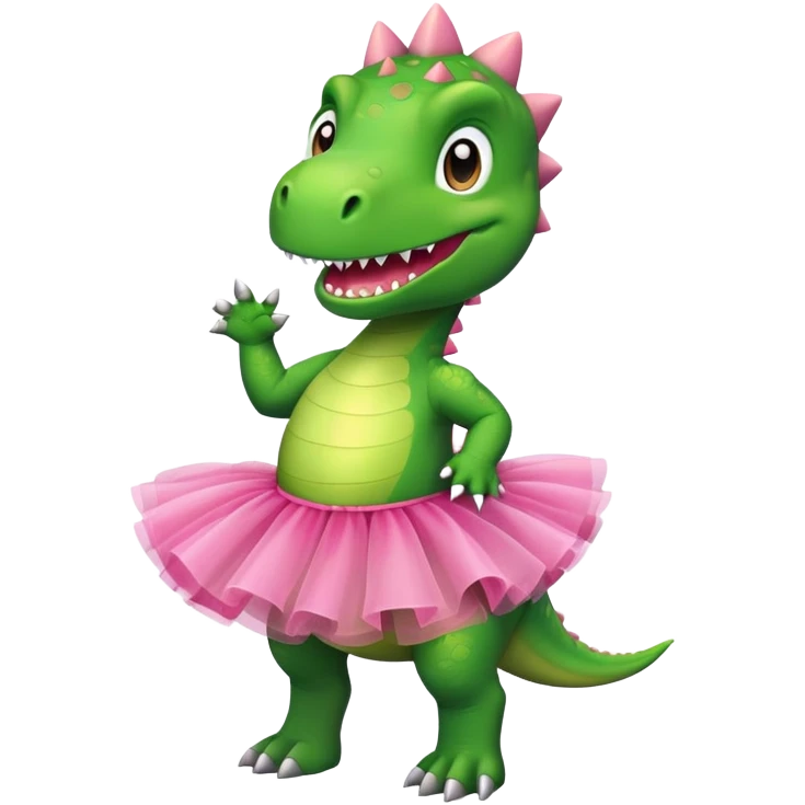 dinosaur with a pink tutu emoji
