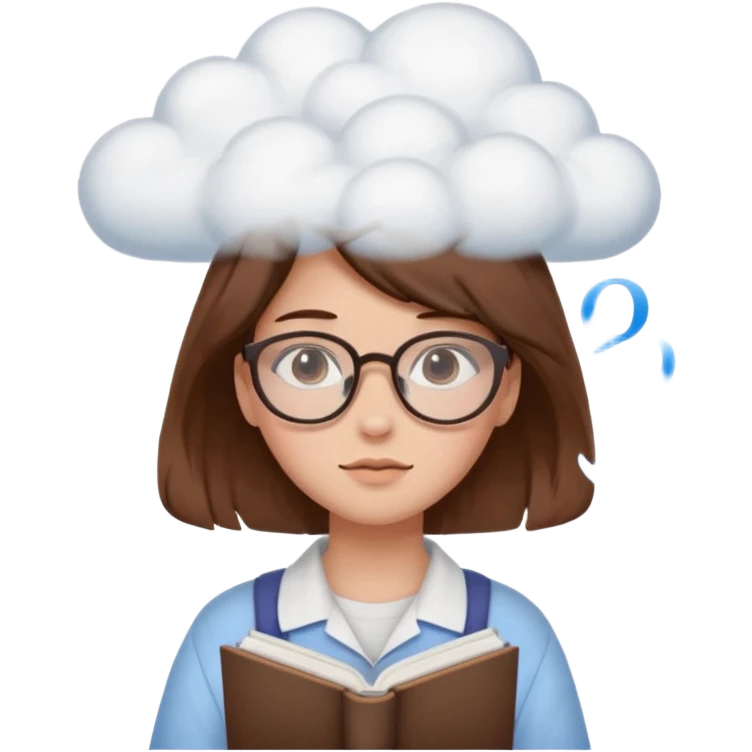 determined shy girl who is dreaming of 100%on her exam in a dream cloud   brown hair emoji