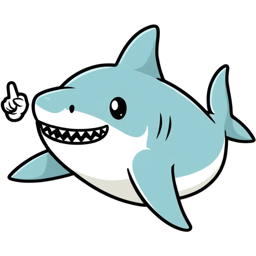 shark putting up the middle finger emoji