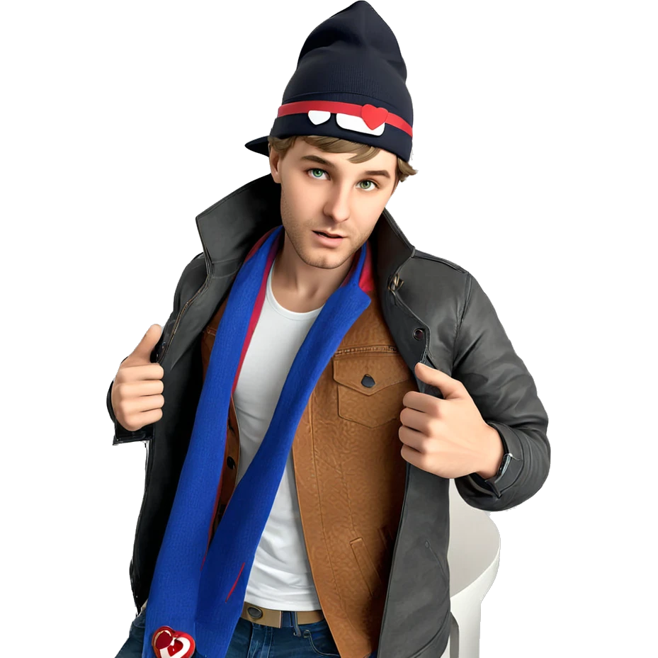 stylish boy with heart detail emoji