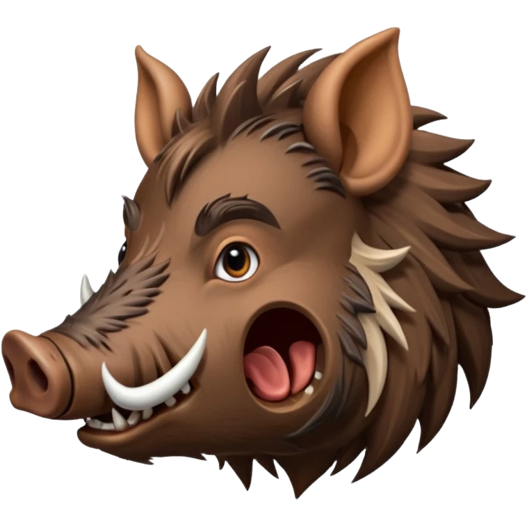 Wild boar face side view with long tusks emoji realistic emoji