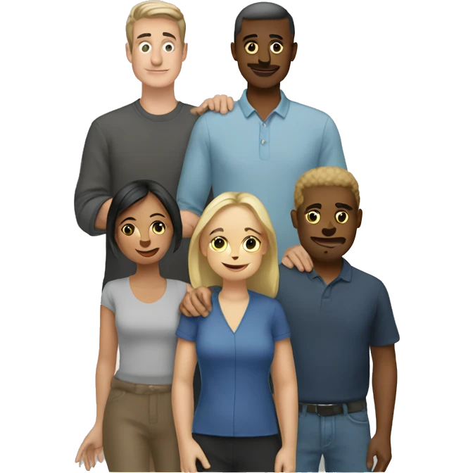 3 people rubbing shoulders emoji