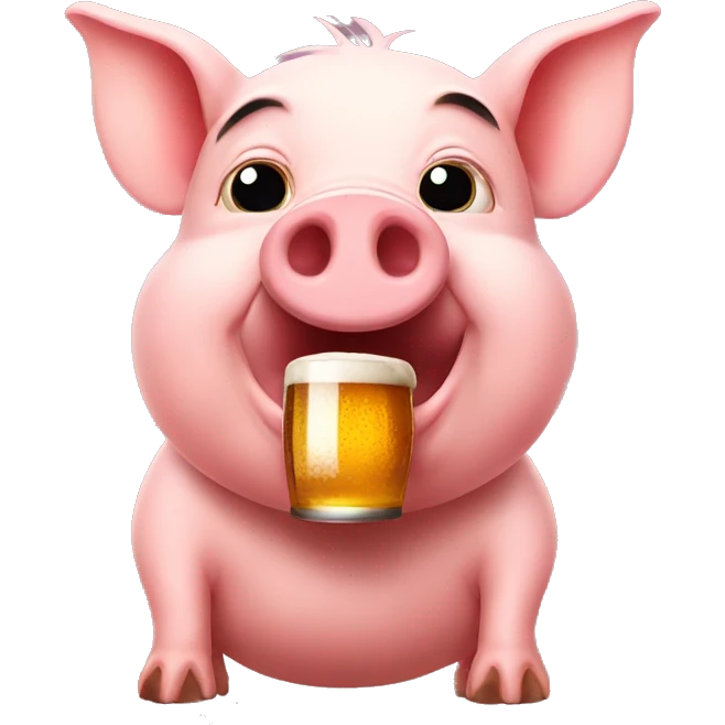 Pig with beer emoji