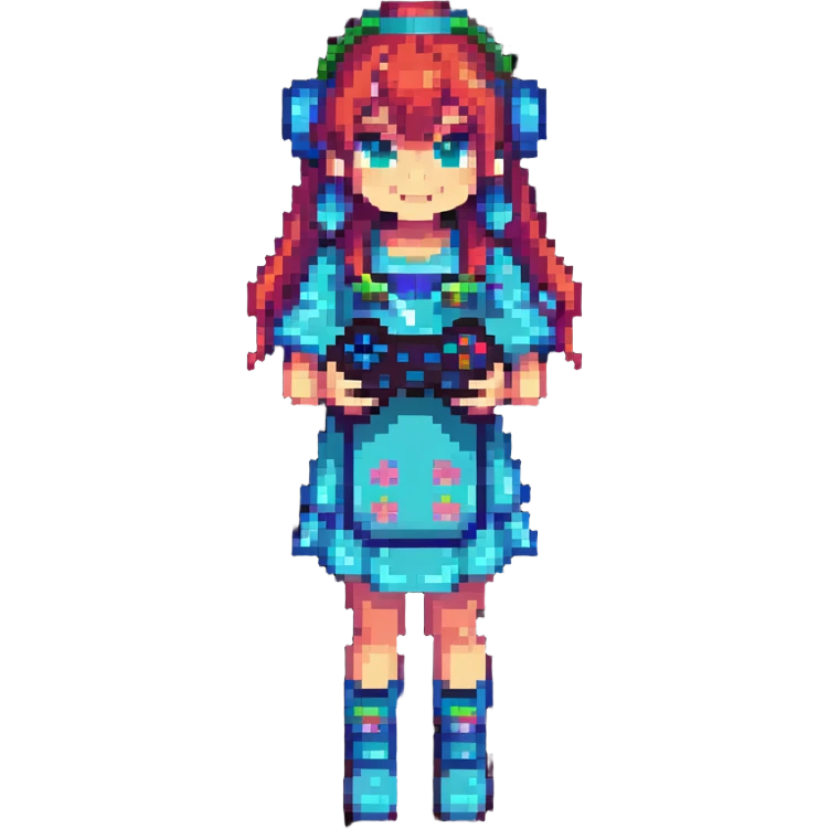 gamer girl in a fancy dress holding a game controller emoji
