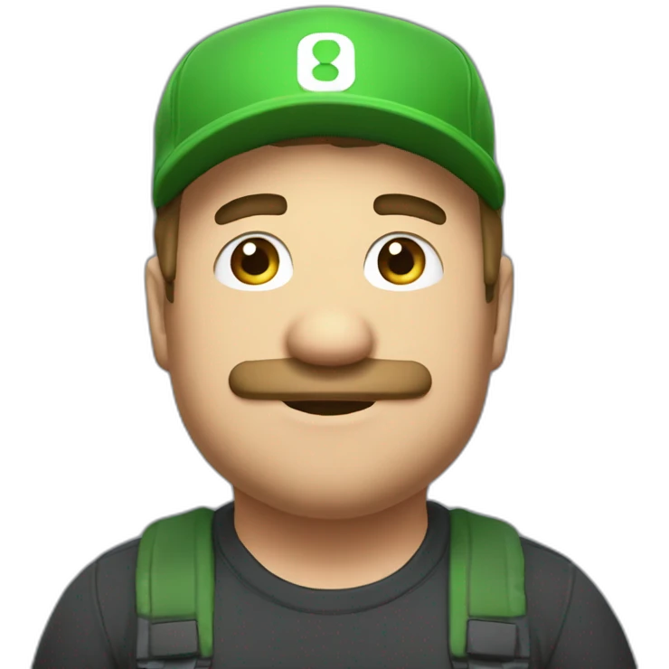 fat youtuber supergamestv with mario bros hat without mustache emoji
