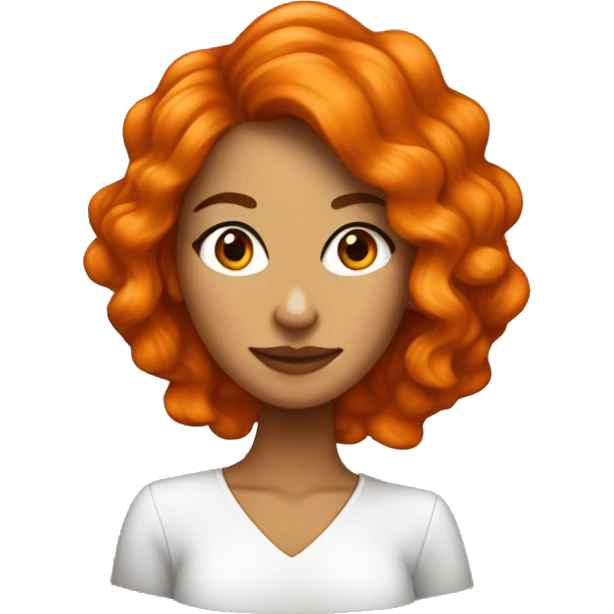 Crea una mujer blanca de cabello castaño oscuro con naranja en las puntas y que ella esté pintando un cuadro  emoji