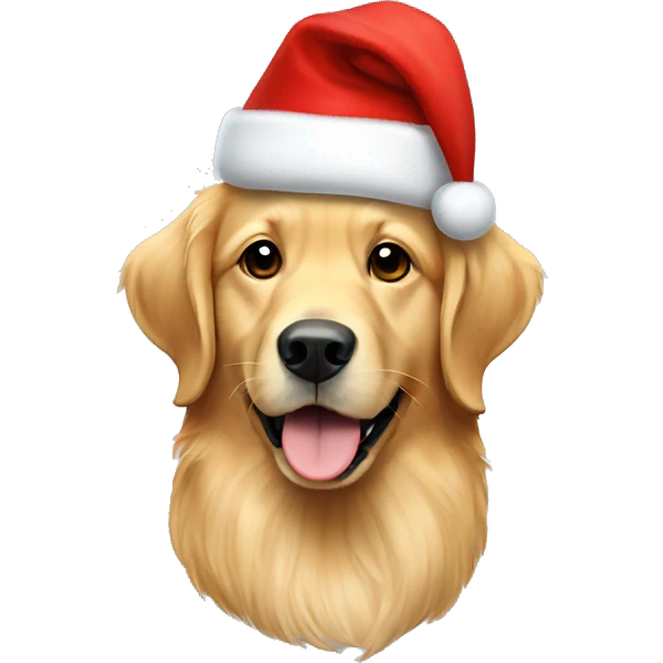 Golden Retriever wearing a christmas hat  emoji