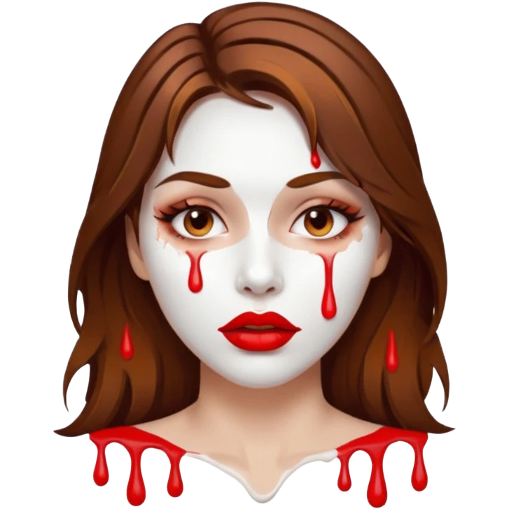 Brown Hair Woman , white paint , drip, face, hot  Sexy, lips emoji