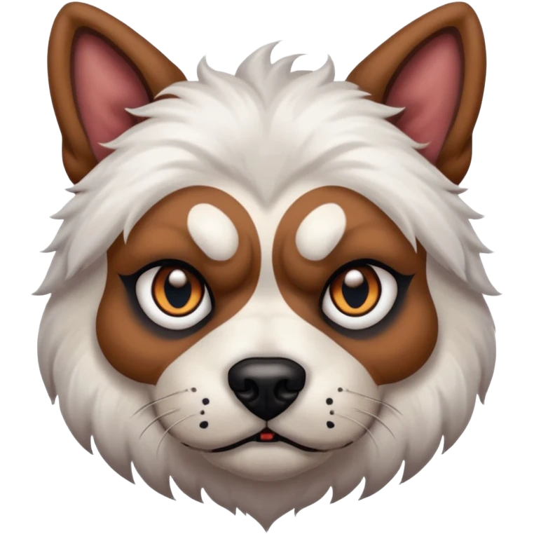 tattooed scary looking dog with heavy face tattoes, white dog emoji