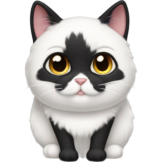 Fat fluffy black and white tuxedo cat emoji