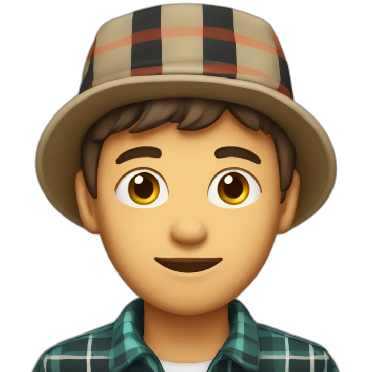 young man in plaid hat emoji