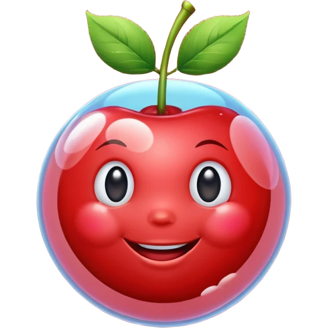 bubbles smiling cherry emoji