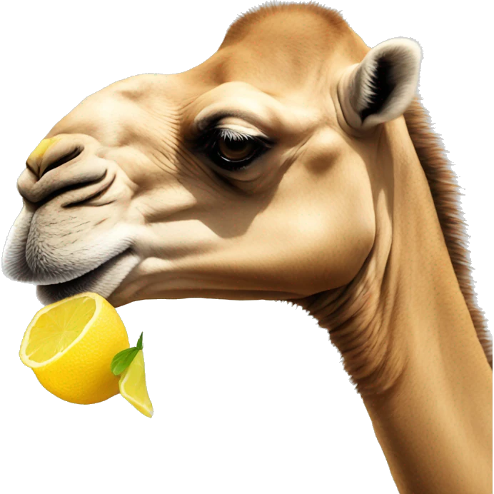 camel eating a lemon emoji