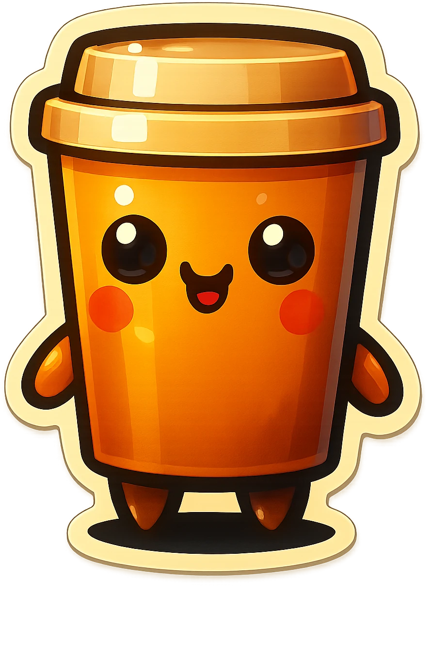 Tall coffee cup, intrigued emoji