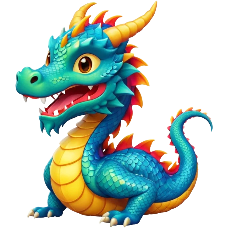 friendly Asian dragon bright colors no text emoji