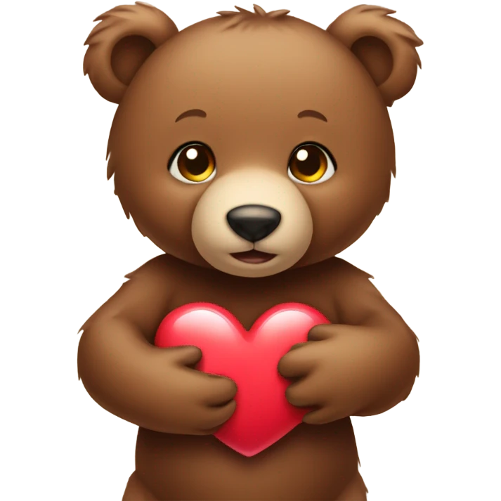 Baby brown bear holding a heart emoji