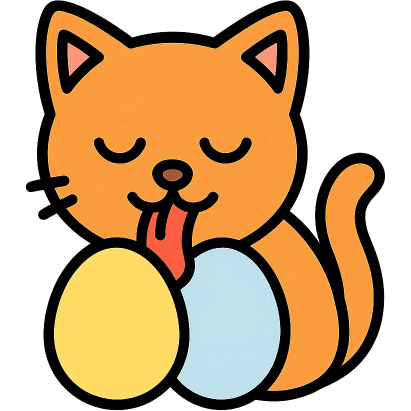 cat licking eggs icon emoji
