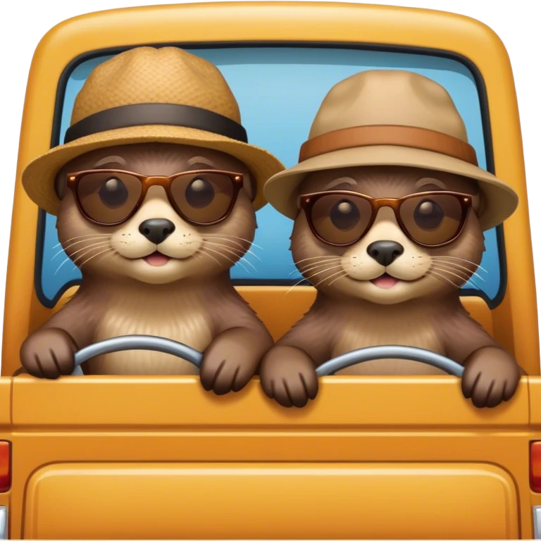 Two otters in a truck emoji