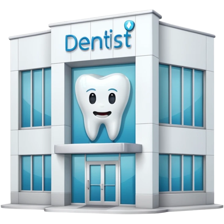 dentist clinic building facing forward tooth logo emoji