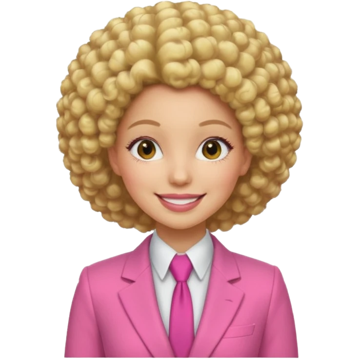 afro blonde hair woman pink suit emoji