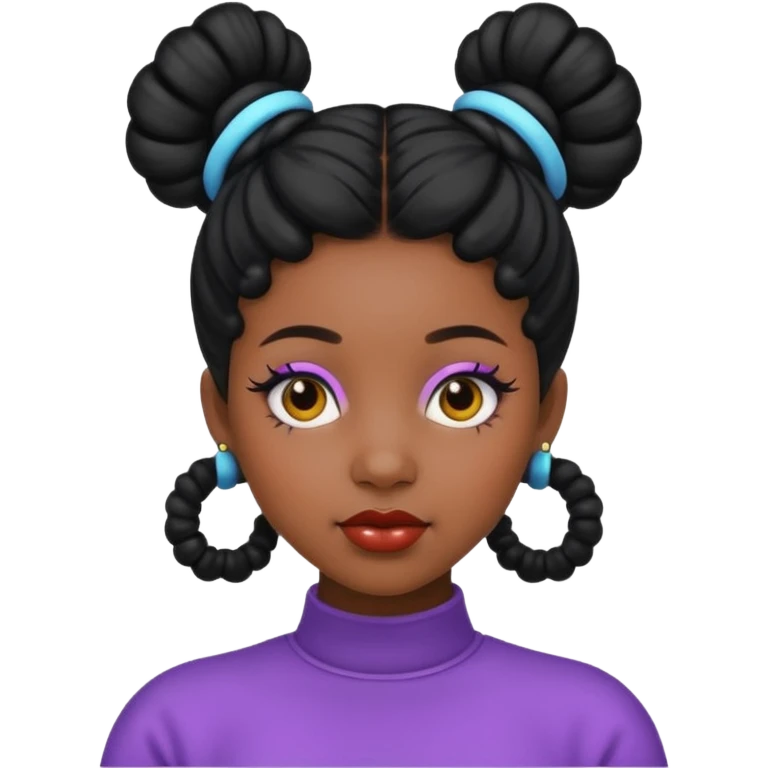 Black woman with Space buns emoji