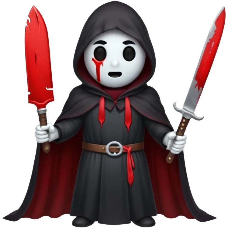 make a ghost face emoji with a cloak on and a bloody knife from the movie scream emoji