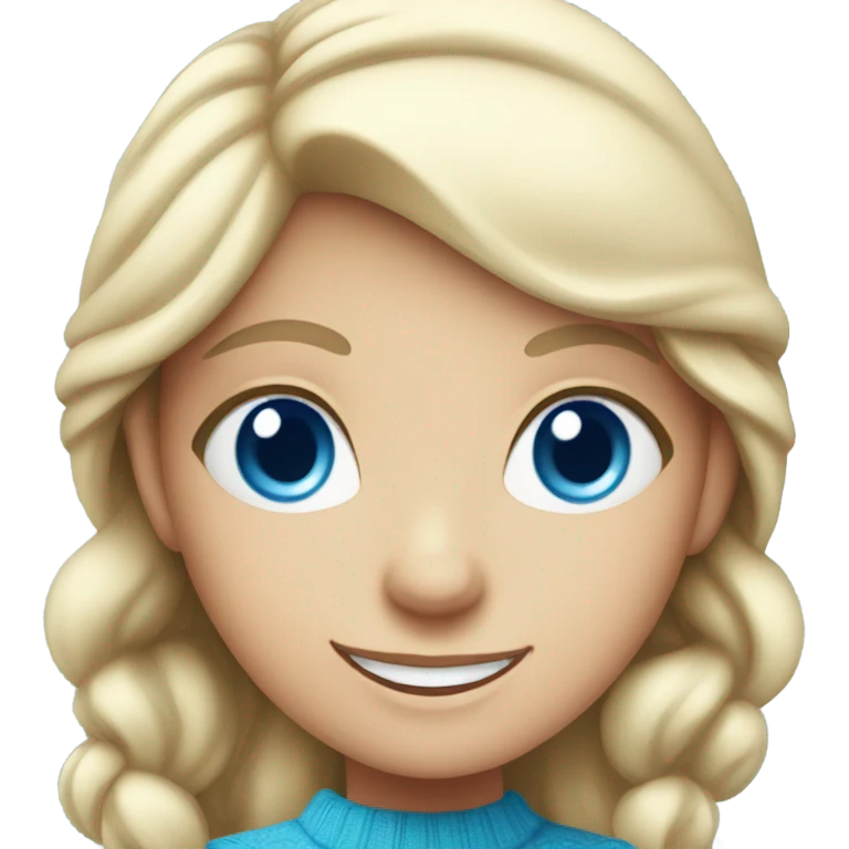 smiling girl with blue eyes in christmas setting emoji