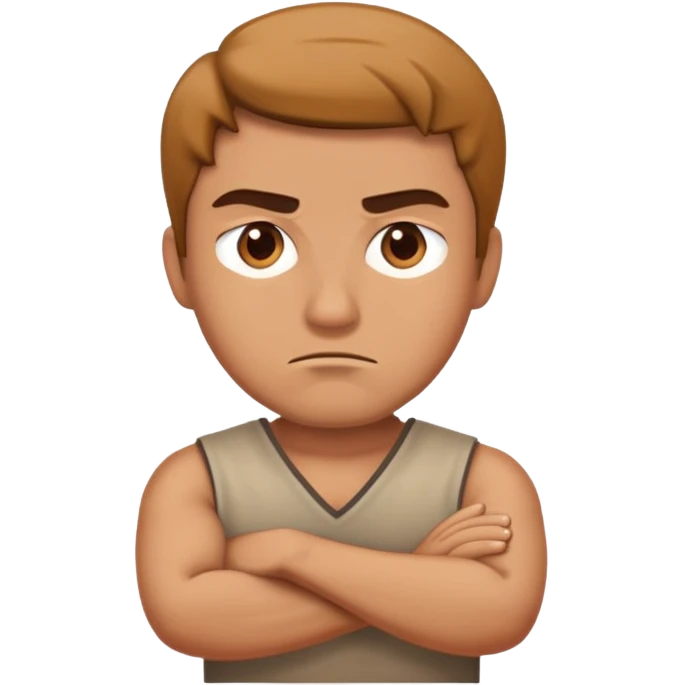 man with disapproving face and crossed arms emoji