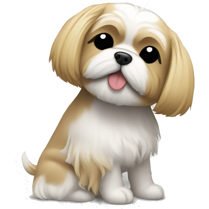 “The owner, with a blonde bob haircut, is hugging her sand-and-white-colored Shih Tzu.” emoji