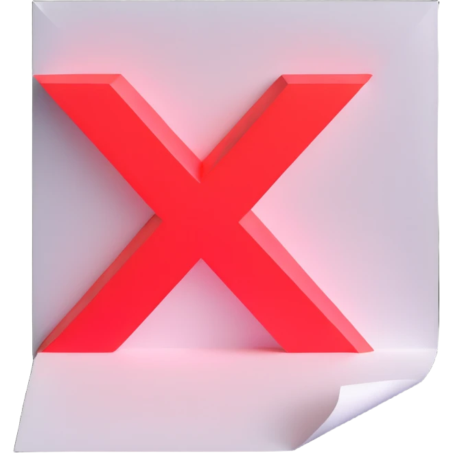 Paper with a red glowing x on top side emoji